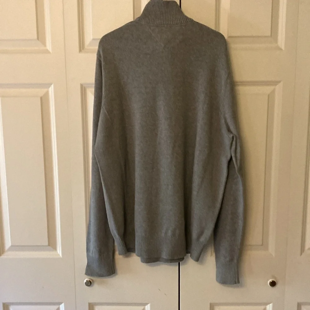 Tommy Hilfiger 1/4 zip mens XL gray pullover sweater 100% cotton fall winter